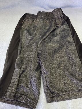 Boys Gray Heathered Athletic Shorts with Black Side Panels